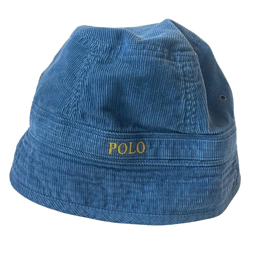 Vintage Polo Ralph Lauren 100% Cotton Corduroy Bucket Sun Hat Men L/XL Blue Teal